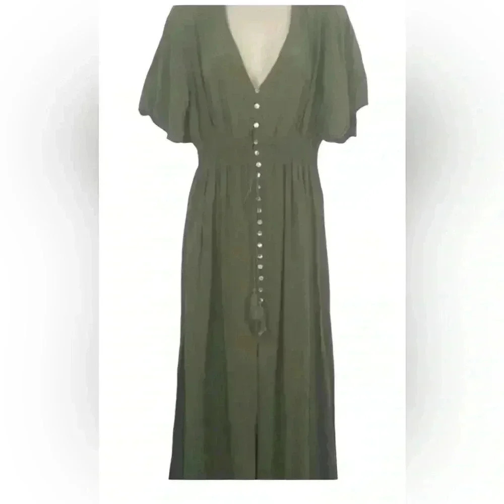 Blashe Smocked Boho Side Slits Maxi Dress Size 1X